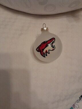 Painted Coyote Head Frosted Glass Holiday Ornament